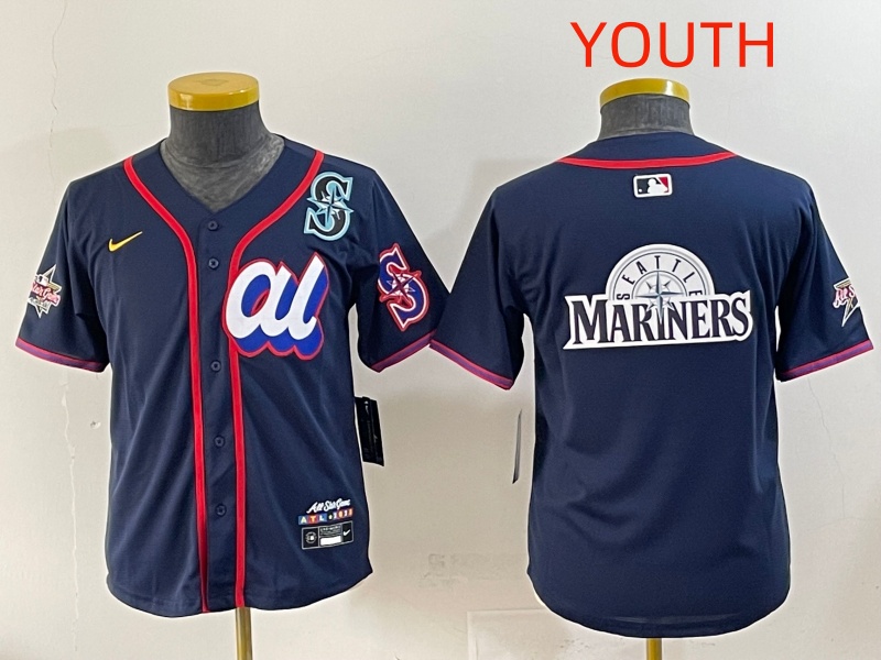 Youth 2025 Seattle Mariners Blank Drak Blue All star Blank Blue Nike MLB Jersey style 2